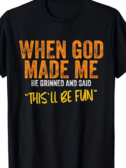 Unisex T-Shirt with a Humorous Slogan "God Made Me Funny" - a 100% Retro Fun Shirt, Perfect for Casual Wear And Birthday Gifts