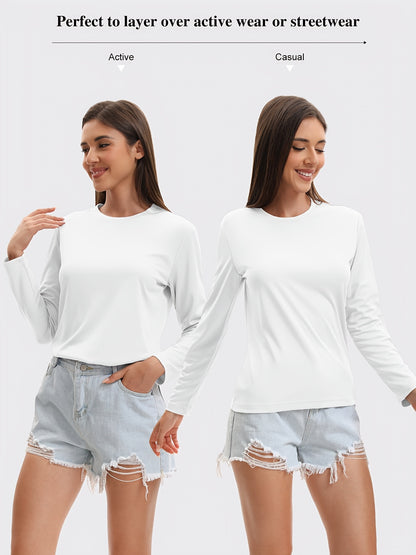 5pcs Women's Quick-drying And Breathable Long-sleeved T-shirt Set, Basic Base Layer for Training, Moisture-wicking, Women's S Tops, Suitable for Casual Attire.