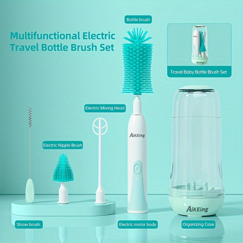USB Rechargeable Electric Bottle Brush Set - Multifunctional Cleaning Kit with Water Bottle/Nipple/Straw Brushes - Perfect for Home And Travel, Ideal Gift for Kitchen.