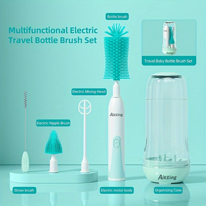 USB Rechargeable Electric Bottle Brush Set - Multifunctional Cleaning Kit with Water Bottle/Nipple/Straw Brushes - Perfect for Home And Travel, Ideal Gift for Kitchen.
