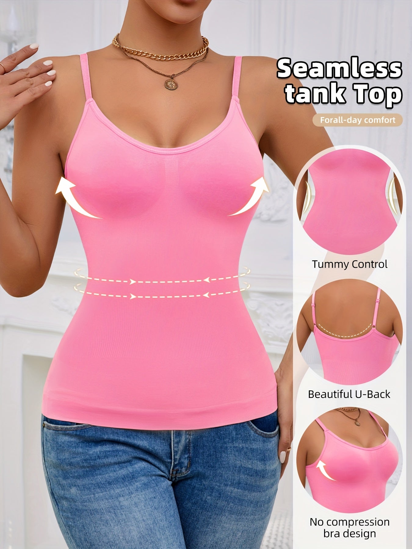 3pcs Women'S Camisole Vest, Comfortable, Breathable, Sleeveless Bottom, Inner Layer, Shaping And Body Shaping Sports Bra
