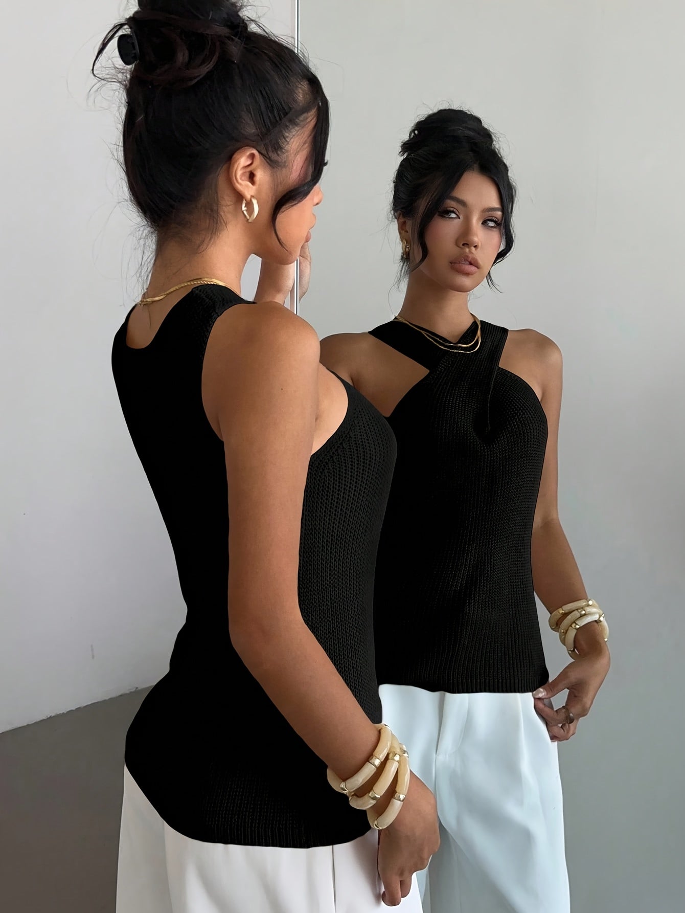 Casual, Niche Design, Crossover Neck Sweater, Summer Women'S Clothing, Sleeveless Top For Women.