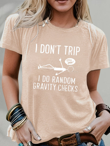 Funny 'Random Gravity Check' Graphic T-Shirt- Unique Humorous Design Suitable for Casual Wear, Perfect for Comedy Enthusiasts and Fashion Outfits, Blend T-Shirt