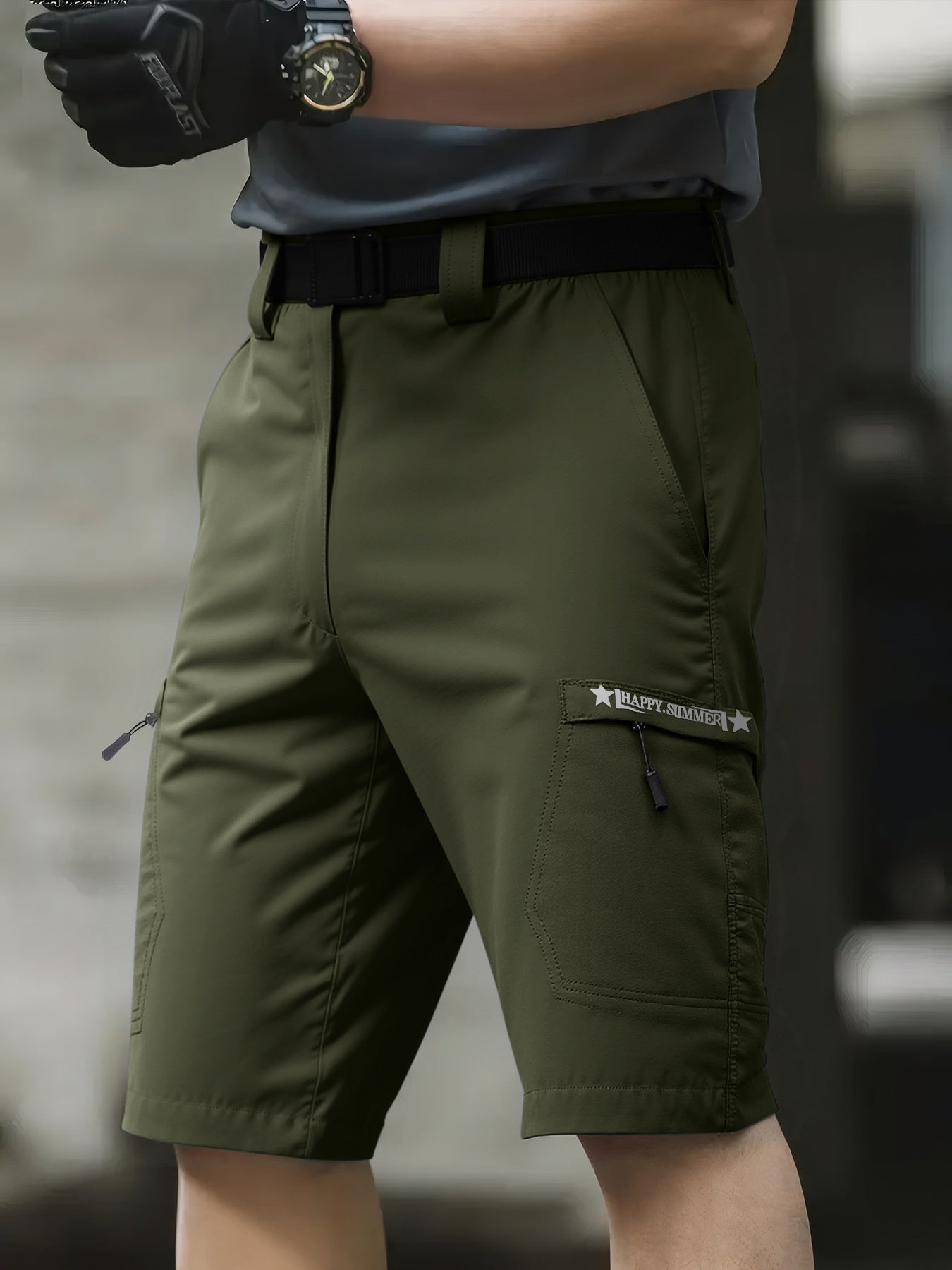 Men's Green+Blue+Khaki Cargo Shorts - product view 8