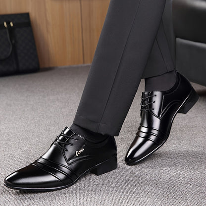 PLUS SIZE Men's Fashion Solid Dress Shoes - Uppers, Wear-resistant Lace-up for Business & Office Wear