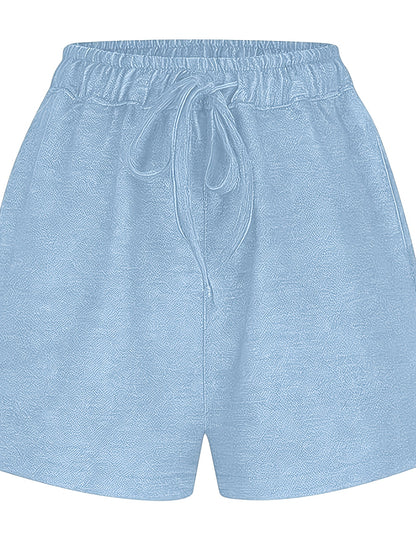 Loose And Stylish Casual Shorts, Solid Color with Elastic Waist, Five-pocket Jeans Shorts