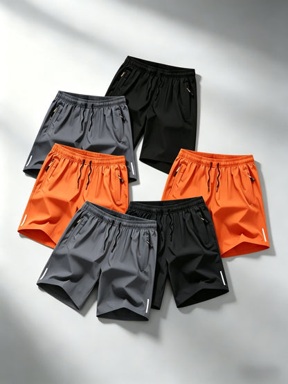 6pcs Set - Men'S Shorts, Casual Loose Shorts, Workwear Shorts Men'S Five Quarter Pants Ins Trendy Straight Leg Casual Five Quarter Shorts Basketball Pants Practical Casual Shorts with Elastic Waistband, Lightweight And Breathable for Casual Attire