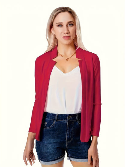 Women'S Elegant Solid Blazer All-Season, Machine Washable, Suitable For Casual And Professional Wear, Opaque Fabric