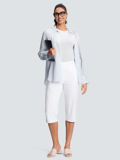 18" Dressy Capri Pants for Women High Waist Stretch Women'S Capris Pants for Summer with Pockets Work Casual