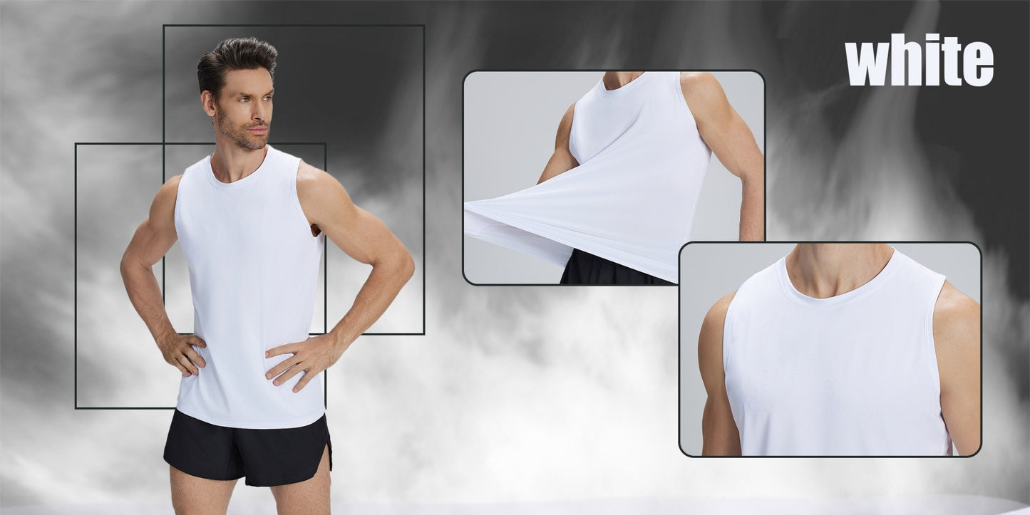 Men's Solid Color Tank Top - Crew Neck Sleeveless