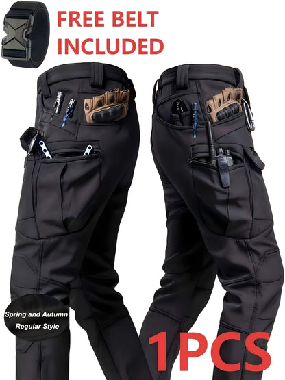 Men'S Lightweight Tactical Overalls - Durable, Breathable, Quick Dry Polyester with Multiple Pockets for Outdoor Adventures, Hiking And Work (Belt Included), All Season Pants | Relaxed Fit Pants | Wear-Resistant Outdoor Wear, Hiking Pants
