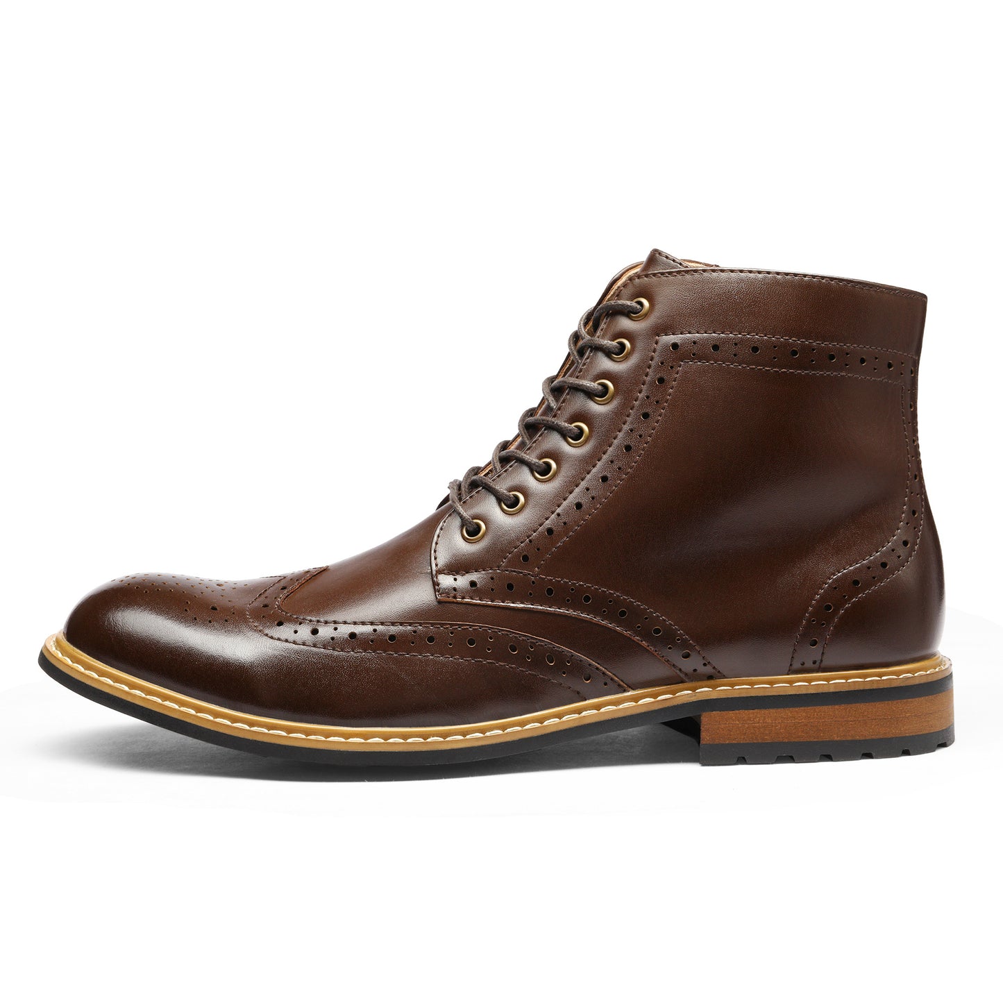 Men's Dress Ankle Motorcycle Boots Wingtip Lined Derby Oxfords