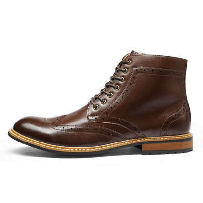 Men's Dress Ankle Motorcycle Boots Wingtip Lined Derby Oxfords
