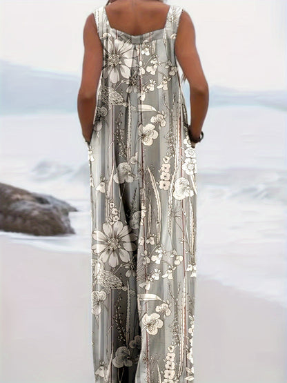 BONBON Spring/Summer Vacation Style Loose Women'S Floral Print Overalls Jumpsuits And Rompers For Women