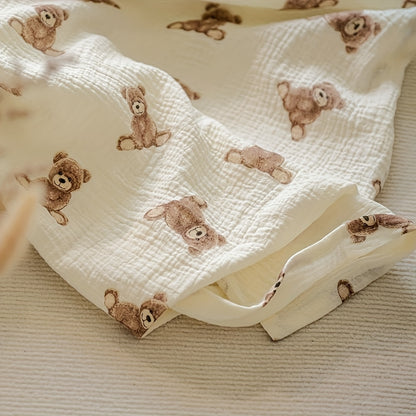 2-Pack Neutral Unisex Baby Swaddle Blankets - 40" X 40" Large Muslin Receiving Blankets for Boys & Girls, Boho Teddy Bear Nursery Design