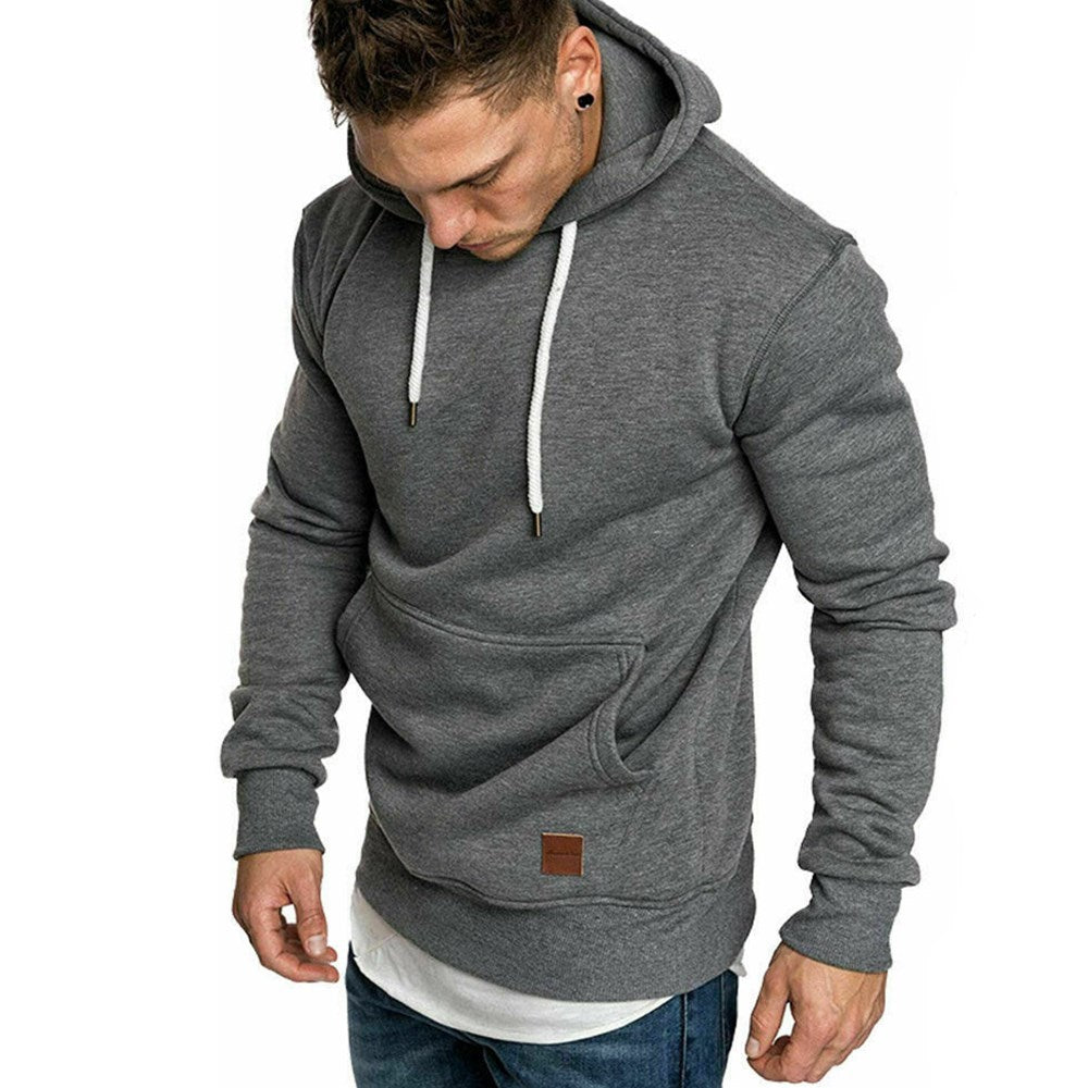 CRAZYHONEY Men Hoodie Casual Hooded Solid Pocket Cup Slim Fit Sweatshirts Pullover Sweater Tops Long Sleeve
