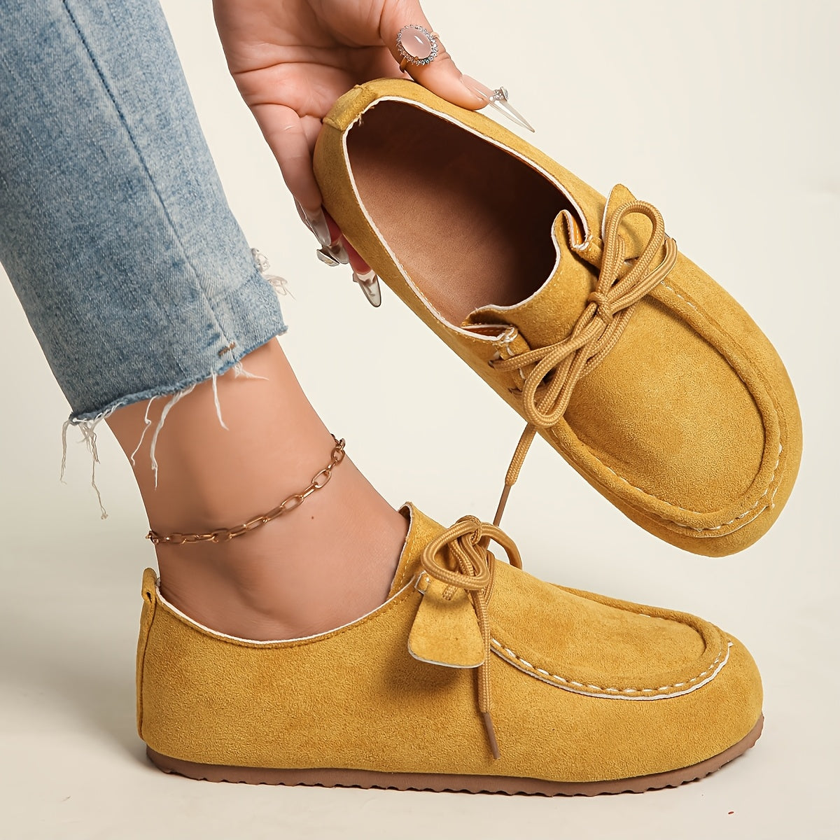 [Lace-Up Casual Shoes] Retro Lace-Up Casual Shoes for Women With Soft Soles, Comfortable for Daily Commuting, Versatile Spring And Autumn Single Shoes, Easy to Wear Without Tiring Feet, Women Shoes