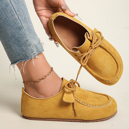 [Lace-Up Casual Shoes] Retro Lace-Up Casual Shoes for Women With Soft Soles, Comfortable for Daily Commuting, Versatile Spring And Autumn Single Shoes, Easy to Wear Without Tiring Feet, Women Shoes