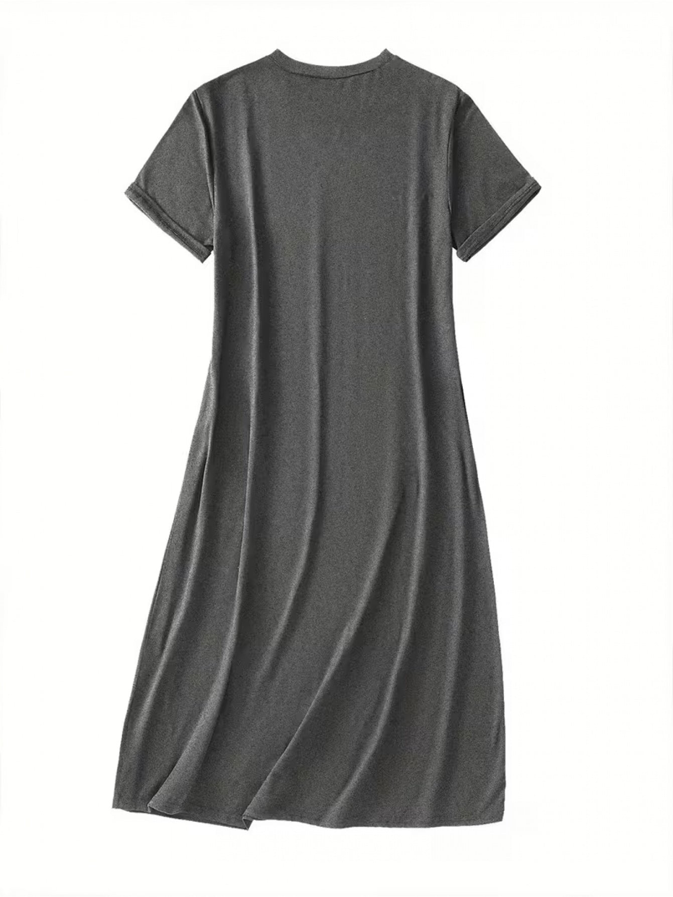Plus Size, Relaxed Fit I'm Retired This Is As Dressed Up As I Get Graphic Print Round Neck Short Sleeve Dress, Fresh Retro Style Women's Casual Versatile Comfortable Breathable Machine Washable, Ideal for Home, Outings or Gifts, Perfect for Mother's
