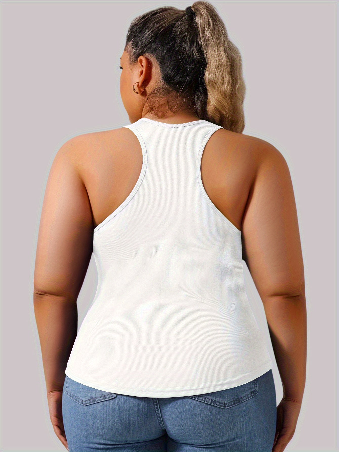 Plus Size - Plus Size - Plus-Size Women'S Spring Summer Fall Vest 2-In-1 Vest with Coaster I-Back Rib Casual Base Vest