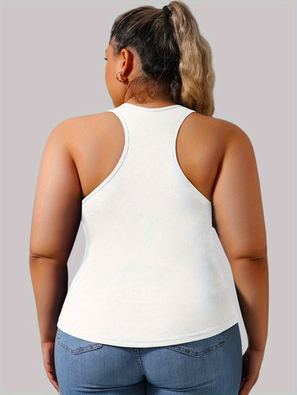 Plus Size - Plus Size - Plus-Size Women'S Spring Summer Fall Vest 2-In-1 Vest with Coaster I-Back Rib Casual Base Vest