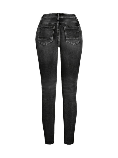 Women's Bright Steel Blue Denim High-Waist Slim-Fit Jeans - product view 28