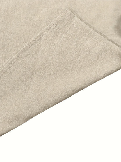 Men's Lace Detail Casual Shirt - V-Neck Long Sleeve