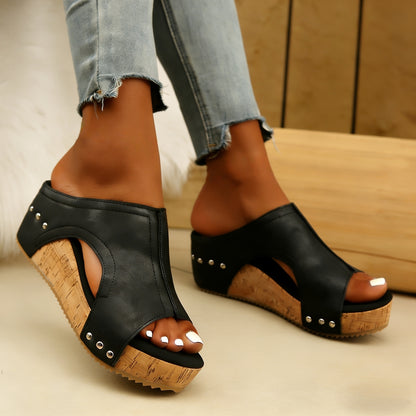 Women'S Retro Wedge Platform Slippers, Slip-on Sandals With Thick Sole, Comfortable And Elegant. Cushioned Sole Supports The Arch Of The Foot - All-season Beach Shoes, Women'S Sandals, High-heeled Sandals. Special Offer For Independence Day