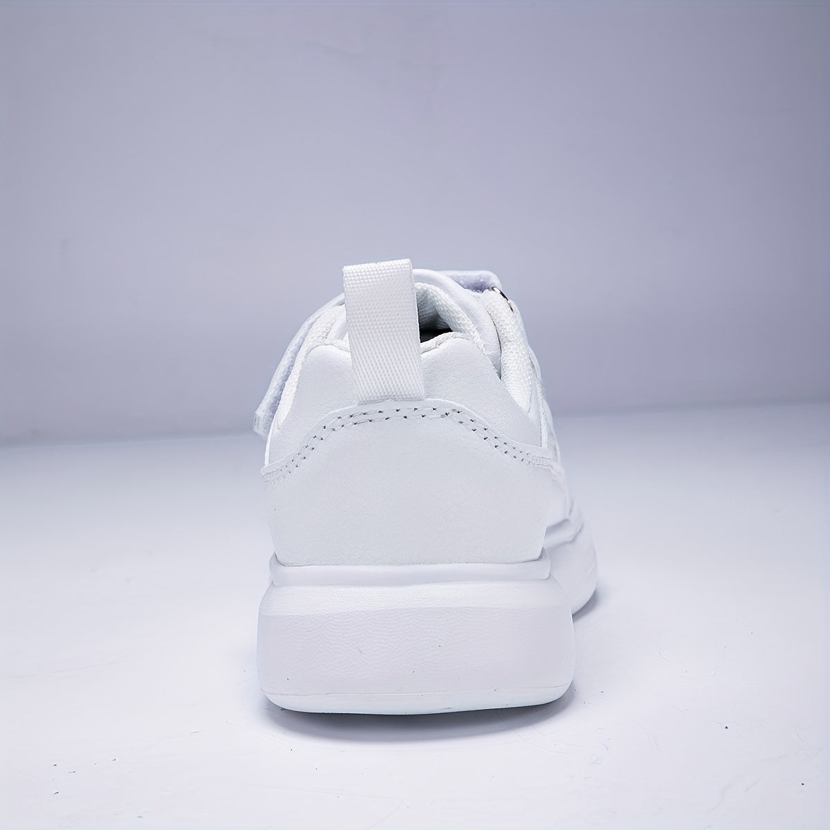 Girls' Versatile White Sneakers - Durable Casual Footwear with Hook-and-loop Fastener Strap, Non-Slip EVA Sole, Ideal for Daily Use and Sports