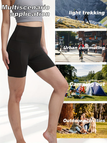 Women'S Summer High Waist Single Piece Yoga Shorts, Fashionable And Casual Sweat-Absorbent Elastic Cycling Pants, Training And Running Five-Point Yoga Shorts
