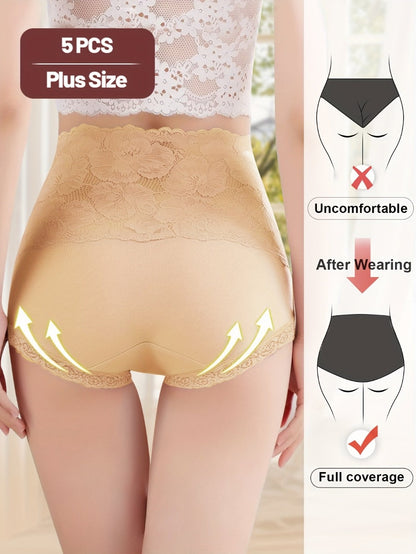 Women’s Plus Size 5-Pack High-Waist Shapewear Briefs - Tummy Control Support