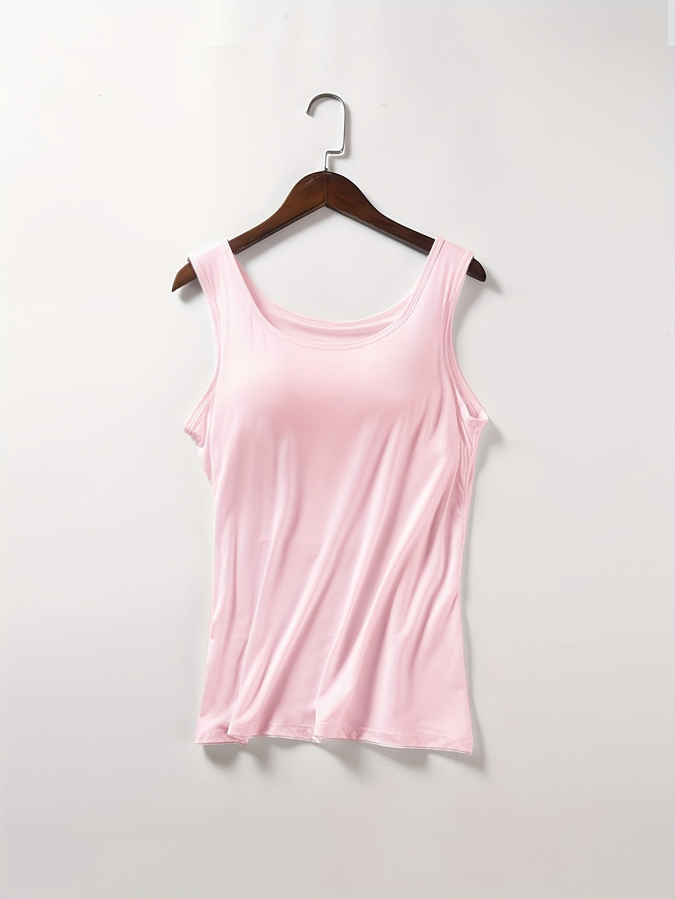 3pcs Pack Women's Vest, Built-in Bra, Seamless Design, Yoga And Casual Layering Undershirt, Layering Base - Suitable for Summer, Vacation, Beach Party Outerwear Solid Colors, Black & Pink & Apricot