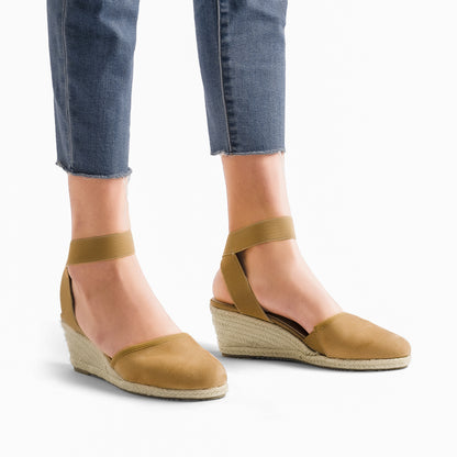 Women's Elastic Ankle Strap Espadrilles Wedge Pump Sandals