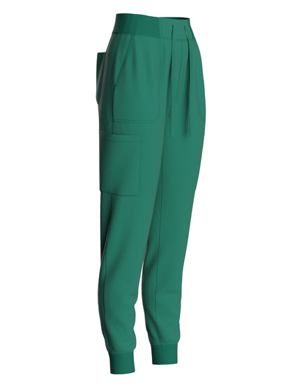 Women's Solid Two-piece Set - Elegant Short Sleeve V Neck Scrub Top & Drawstring Pants Outfits, Clothing