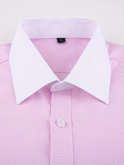 Men'S Striped Dress Shirt Long Sleeve - Premium Formal Shirt for Business, Weddings & Events, Lapel Collar, Single-Breasted, Wrinkle Resistant, Comfort Fit, Classic Office And Party Attire