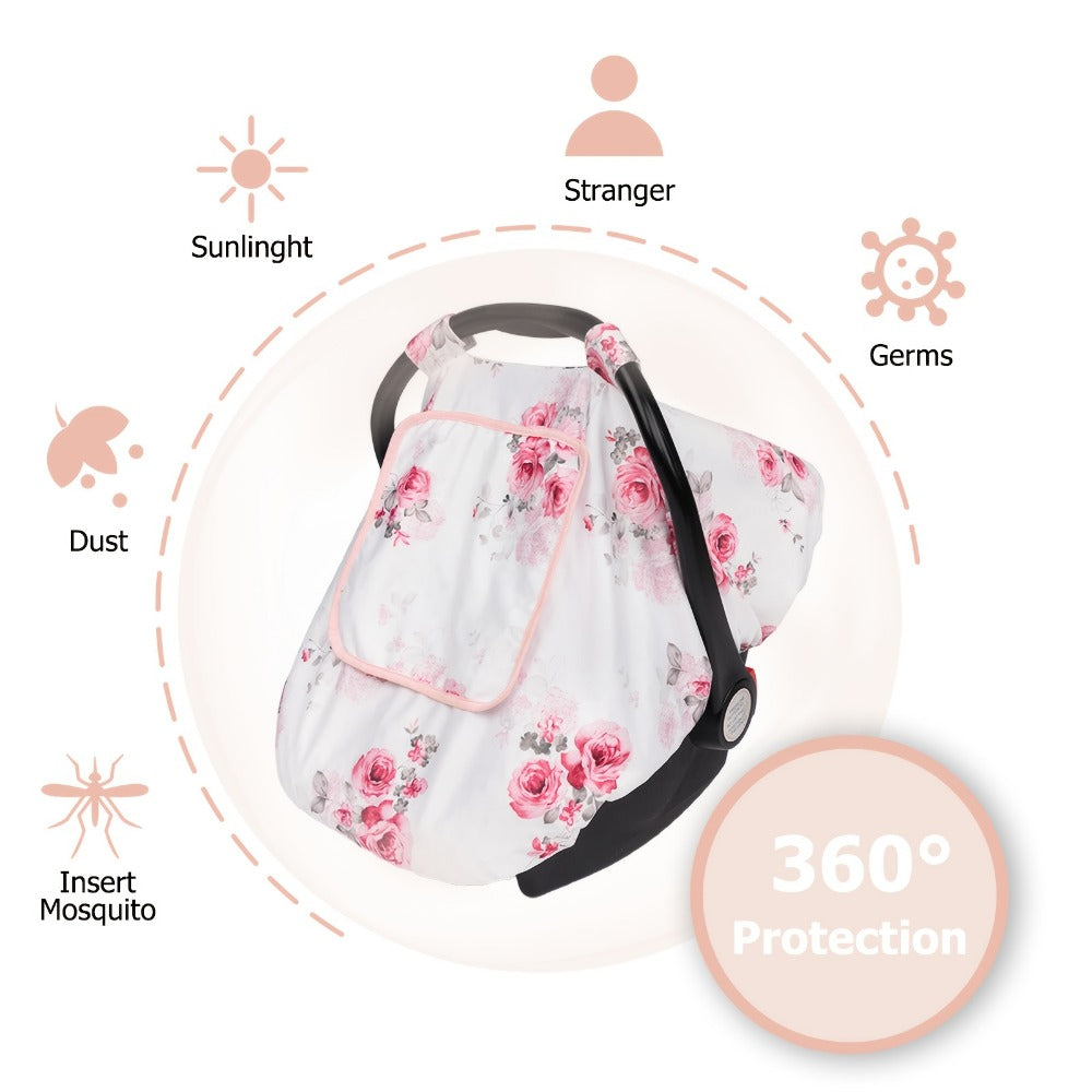 Baby Car Seat Cover - Breathable Soft Minky 3-In-1