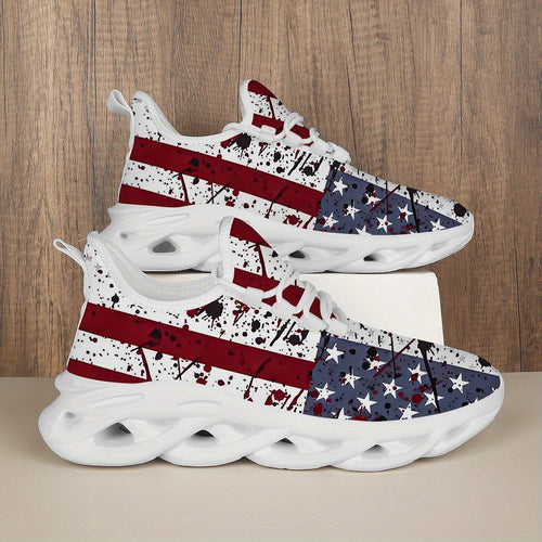 Men'S Casual Sports Shoes, Featuring a US Flag Print Design, Are Trendy And Stylish, Lightweight, And Comfortable. They Are Perfect for Outdoor Street Sports As Well As Daily Wear