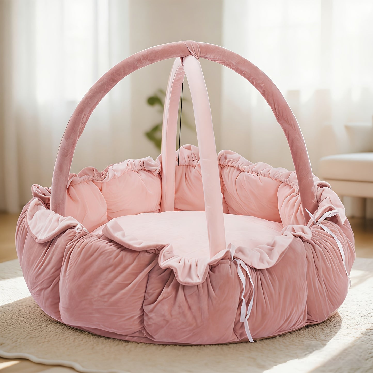 5-in-1 Thick & Plush Baby Gym, Baby Mats for Floor, Tummy Time Mat, Cat Bed, Dog Bed, Convertible Stage-Based Developmental From Baby to Toddler, Ball Pit, Pet Cushion Cloudico