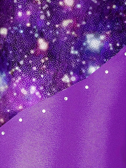 Girls' 3pcs Gymnastics Leotard Set with Stars Pattern, Long Sleeve Bodysuit & Matching Shorts - Includes Hairband, Stretchy & Breathable Fabric for Dance Training, Perfect for Outdoor, All Seasons, Gift for Back-to-School Season, Beach Essentials