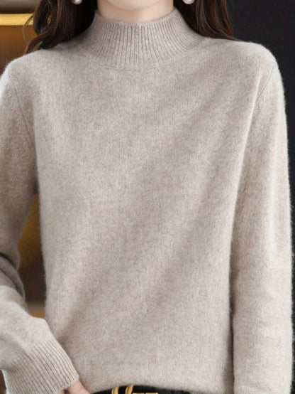 New Autumn And Winter Sweater Half Turtleneck Long Sleeve Loose And Slim Versatile Sweater Pullover Cardigan for Women
