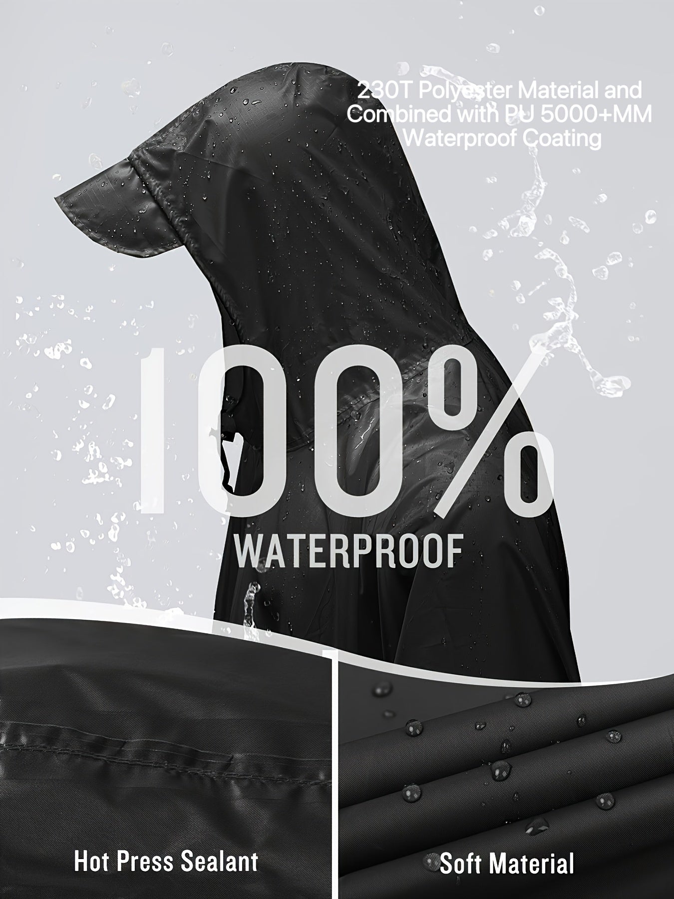 3-In-1 High Quality Hooded Rain Poncho with Side Pockets - Durable Polyester, Windproof for Outdoor Activities Like Camping, Hiking & Cycling
