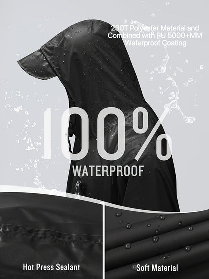 3-In-1 High Quality Hooded Rain Poncho with Side Pockets - Durable Polyester, Windproof for Outdoor Activities Like Camping, Hiking & Cycling