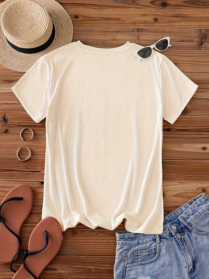 1pc Ladies Printed Pattern T-shirt, Funny Printed Short Sleeve, Lightweight and Plaid for Casual Wear, Casual Casual Wear| Playful Design