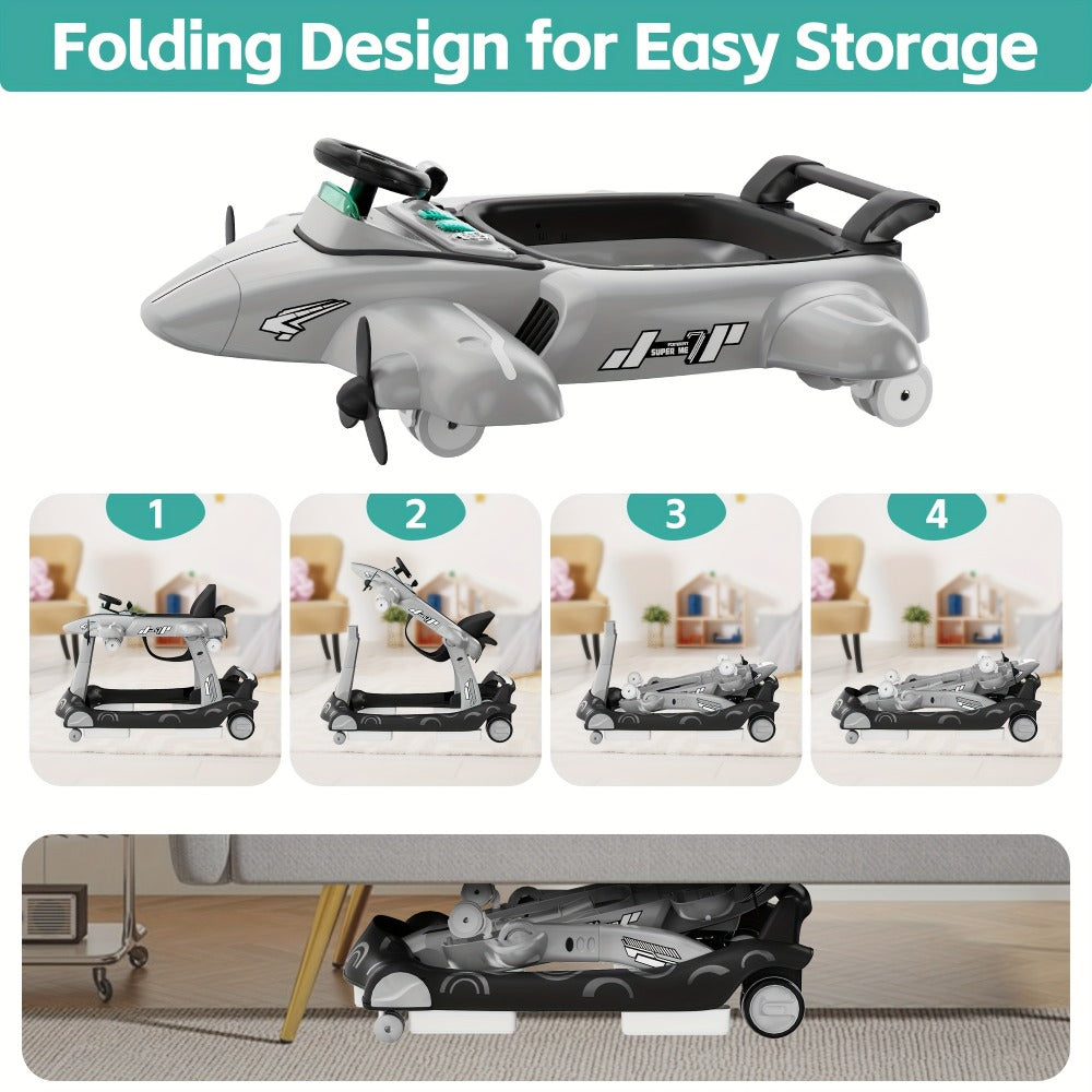 Baby Walker - Foldable Adjustable Padded 6-in-1
