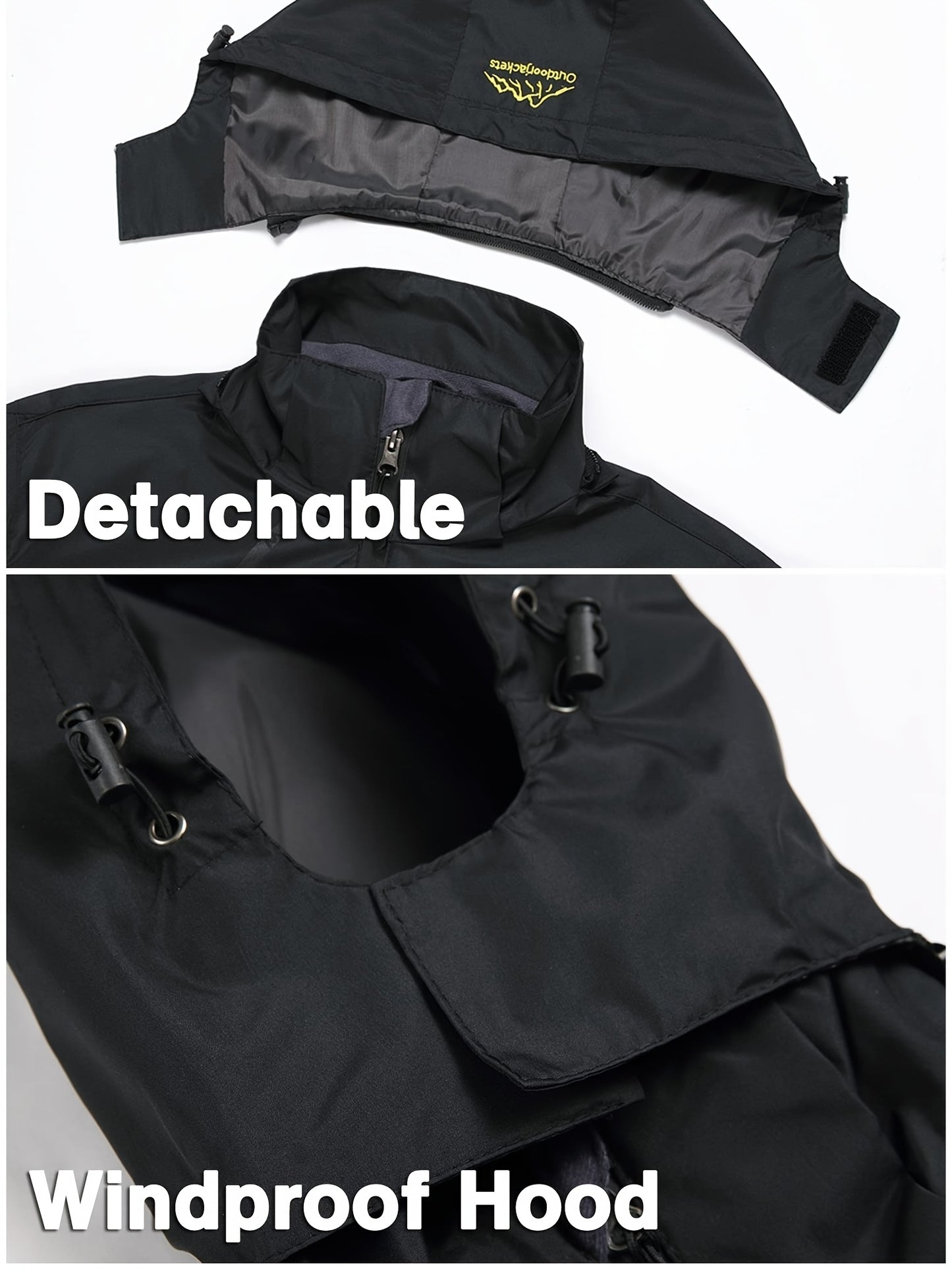Men'S Rain Jacket Waterproof with Zipped Pockets Windproof Rain Jacket with Hooded