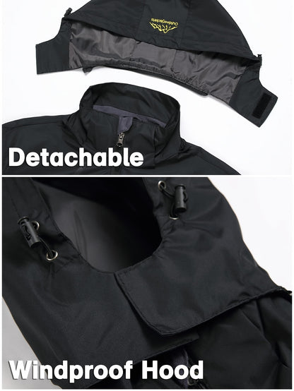 Men'S Rain Jacket Waterproof with Zipped Pockets Windproof Rain Jacket with Hooded