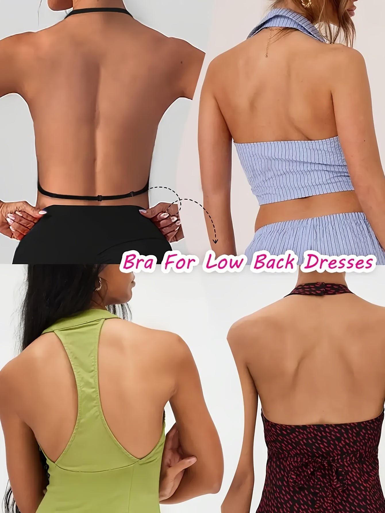 1/2/3pcs Nylon & Elastane Blend Summer Seamless Backless T-Shirt Bra for Women - Sexy, Wireless with Removable Pads, Hand Washable