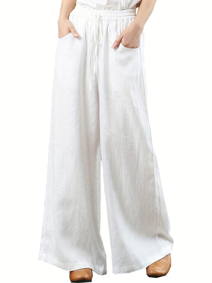 Women's Palazzo Pants Drawstring Waist Wide Leg CLoose Trousers with Pockets Comfort