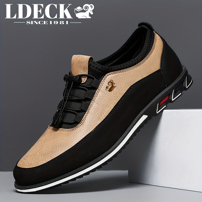 LDECK Mens Elastic Band Loafers Soft Lining For Comfortable Walking Durable Outsole Classic Modern Look Perfect Commuter Shoe Gift Choice