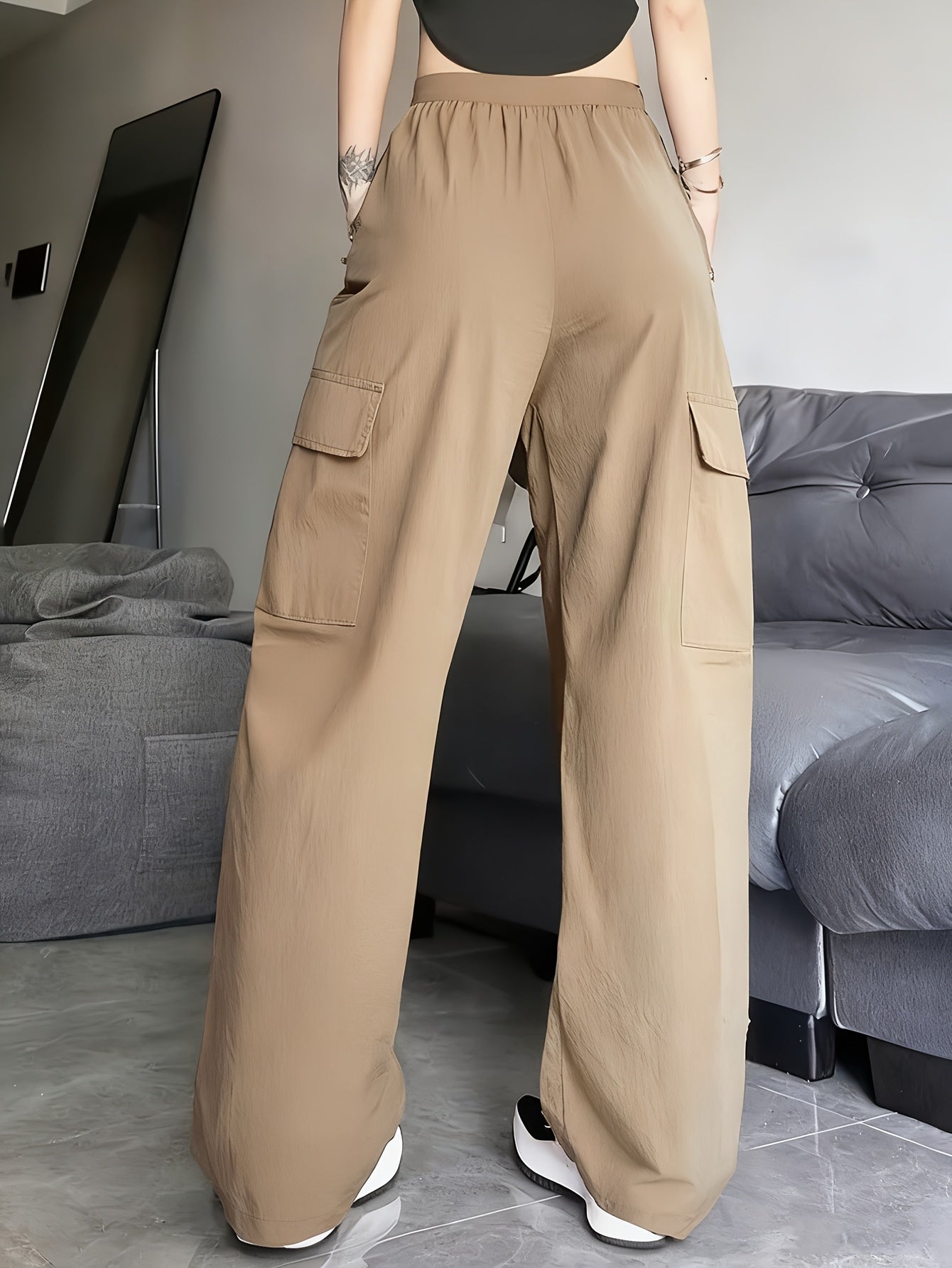 Women's Black Dark Gray Light Grey Khaki Cargo Cargo Pants - product view 4